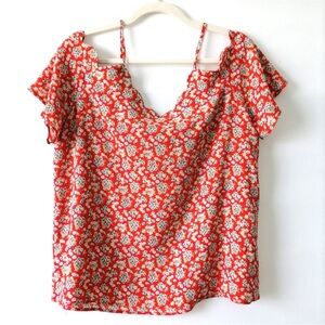 Monteau Floral Cold Shoulder Blouse Size Medium